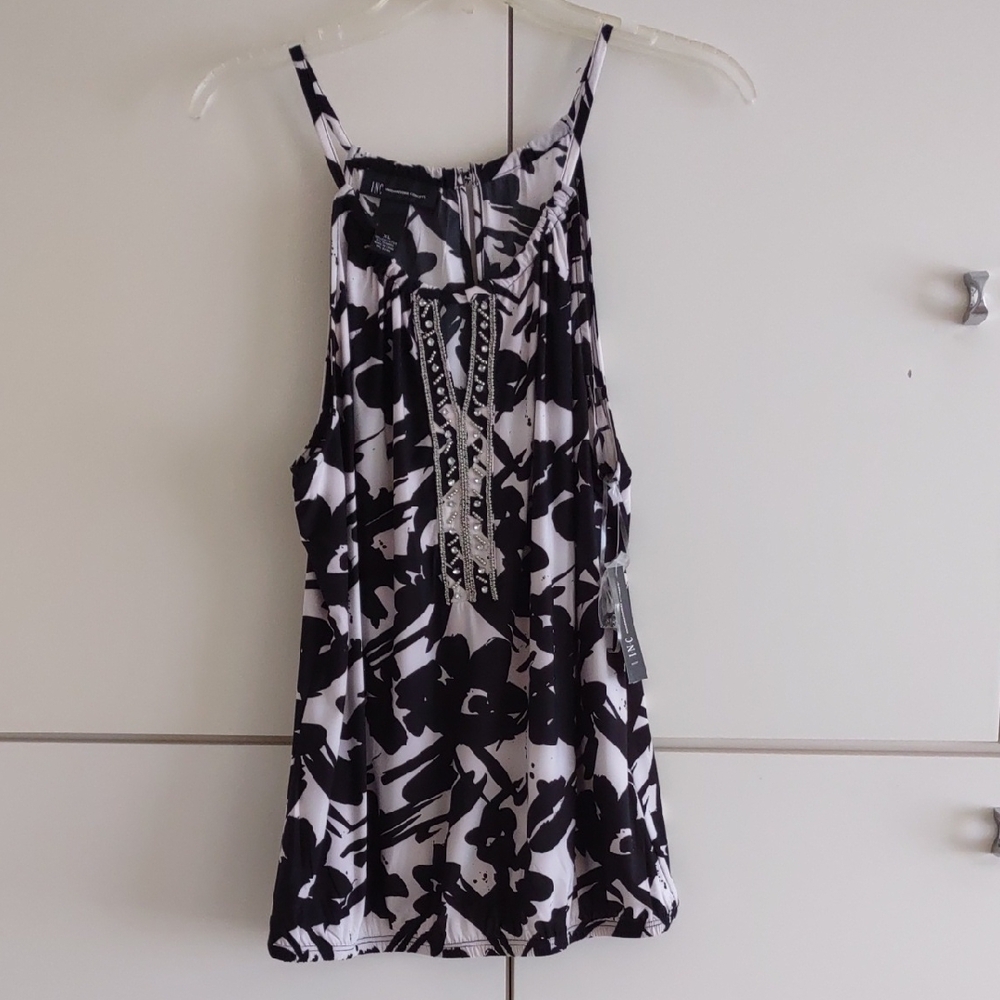 INC Black and White Flowered Top.  Brand New.